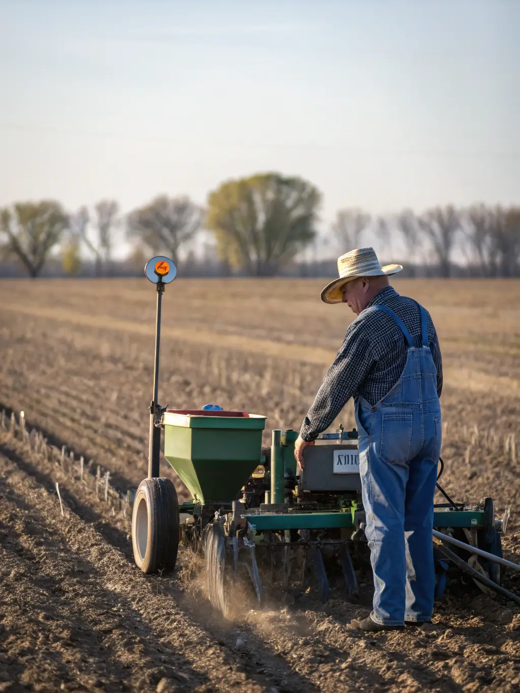 An image showing a sustainable agriculture project in Saskatchewan, with farmers using no-till farming techniques, representing agricultural carbon credits.