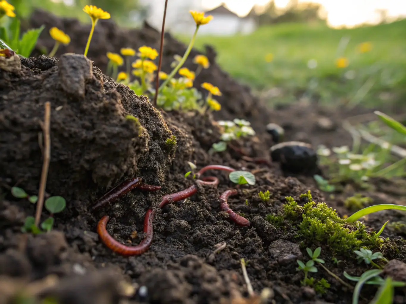 A close-up of a soil sample, showcasing the importance of soil carbon sequestration in mitigating climate change. The image should emphasize the role of agricultural practices in capturing and storing carbon in the soil.
